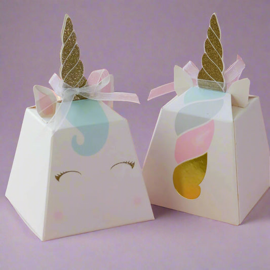 Unicorn Gift Box - Magical Party Favor Box with Gold Horn