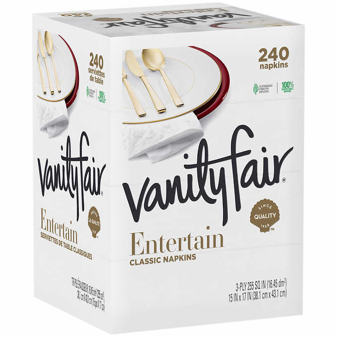 Vanity Fair Classic Napkins. 3-ply 255SQ in. 15 in x 17 in.