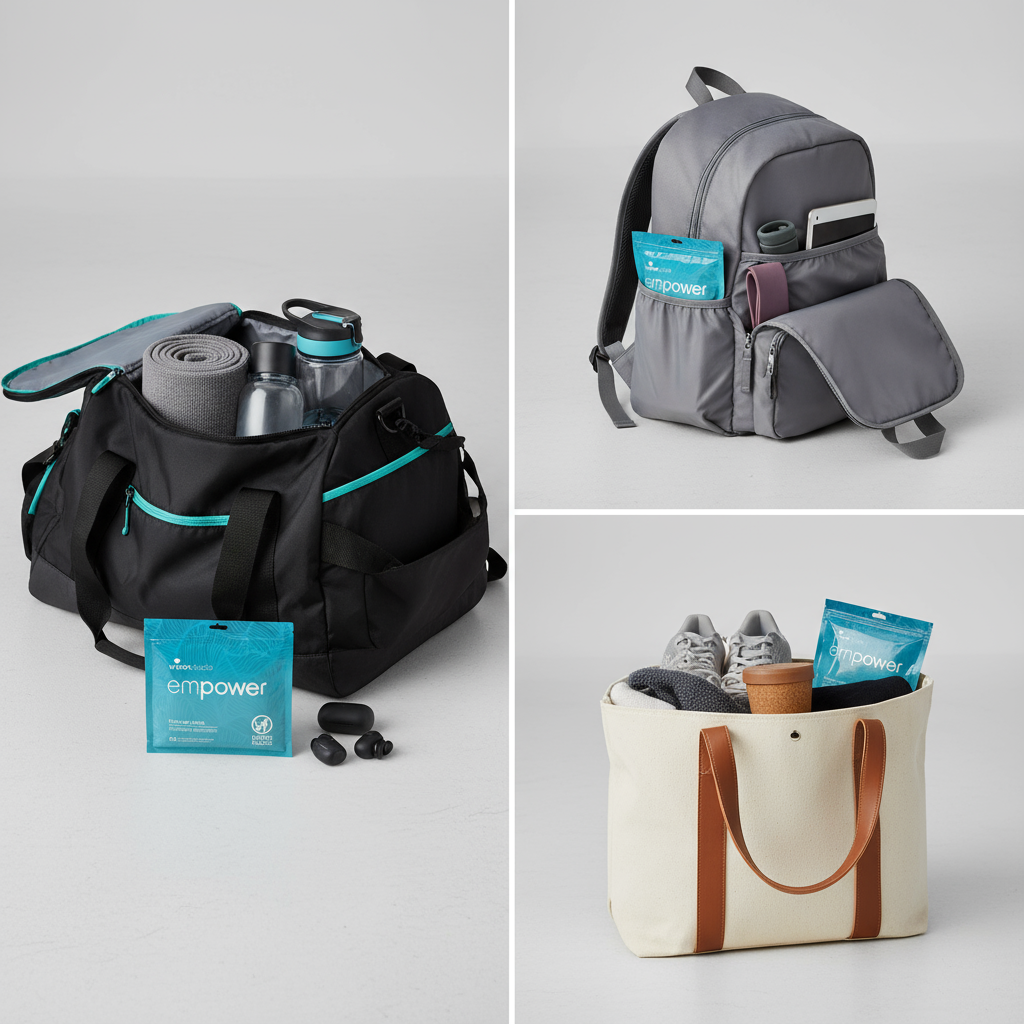 Wipex empower wipes in various fitness bags