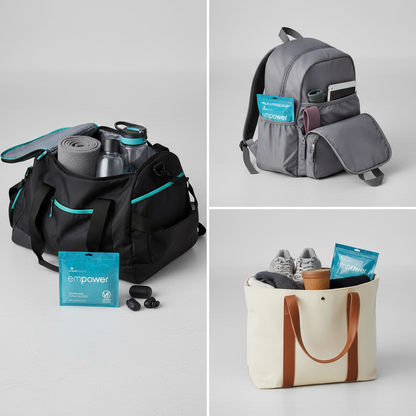 Wipex empower wipes in various fitness bags