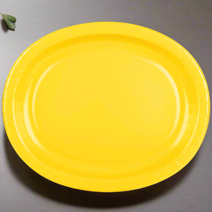 Creative Converting 12" x 10" School Bus Yellow Oval Paper Platter - 8/Pack